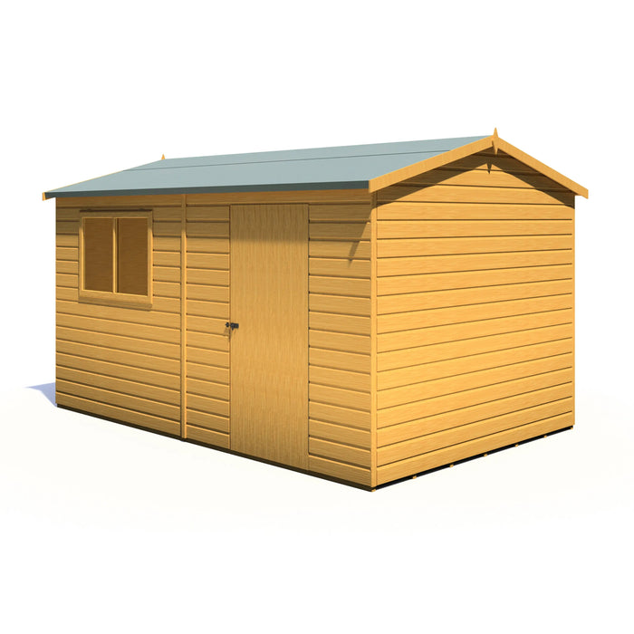 Lewis 12'x8' Single Door Shed Reverse Apex Style C - Chestnut Mill