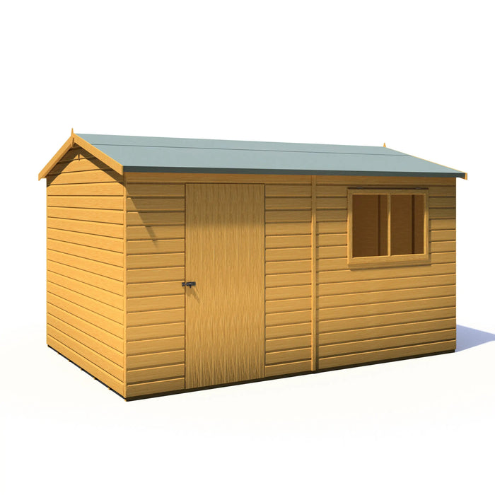 Lewis 12'x8' Single Door Shed Reverse Apex Style D - Chestnut Mill