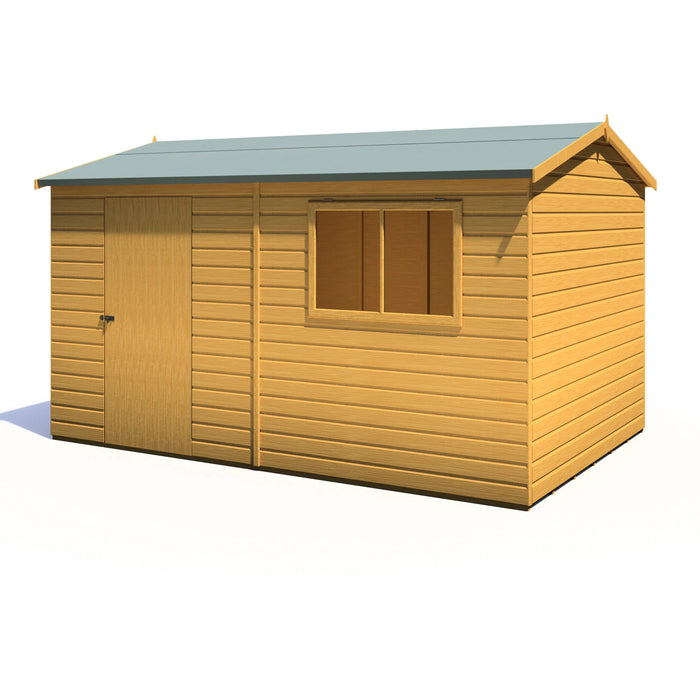 Lewis 12'x8' Single Door Shed Reverse Apex Style D - Chestnut Mill