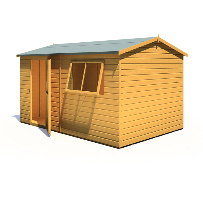 Lewis 12'x8' Single Door Shed Reverse Apex Style D - Chestnut Mill