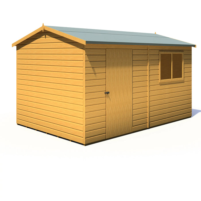 Lewis 12'x8' Single Door Shed Reverse Apex Style D - Chestnut Mill