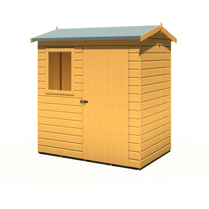 Lewis 6'x4' Single Door Shed Reverse Apex Style C - Chestnut Mill