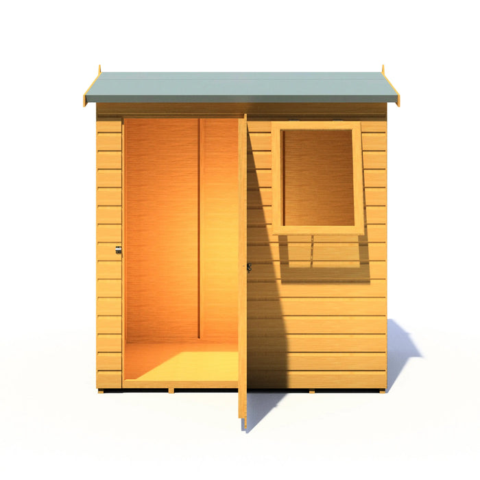 Lewis 6'x4' Single Door Shed Reverse Apex Style D - Chestnut Mill
