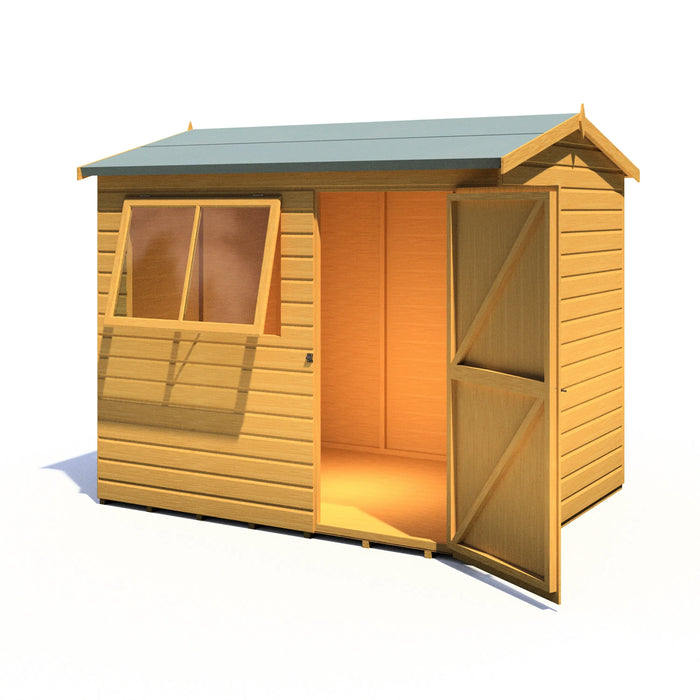 Lewis 8'x6' Single Door Shed Reverse Apex Style C - Chestnut Mill