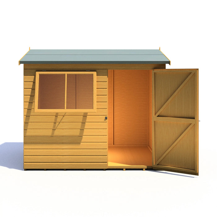 Lewis 8'x6' Single Door Shed Reverse Apex Style C - Chestnut Mill