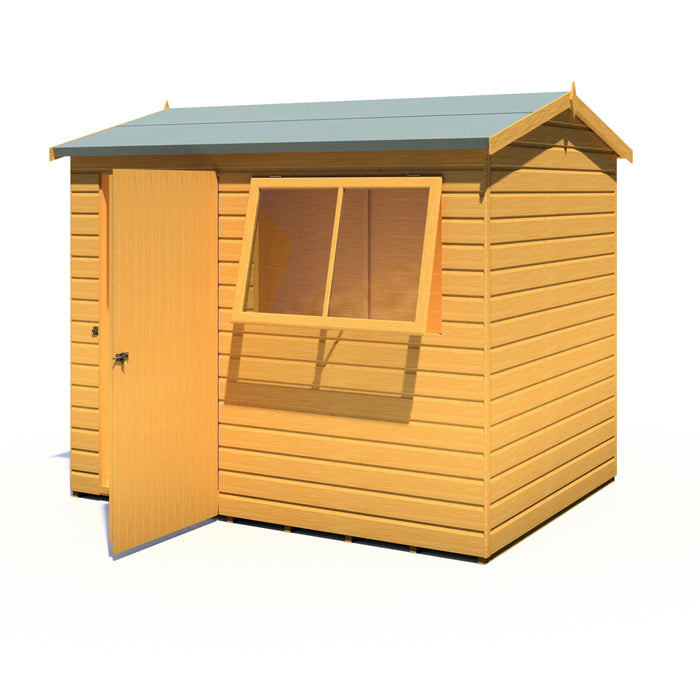 Lewis 8'x6' Single Door Shed Reverse Apex Style D - Chestnut Mill