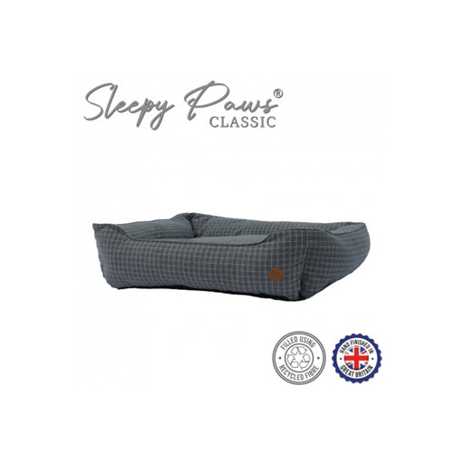 Ancol Sleepy Paws Classic Check Square Dog Bed – Blue / 84 x 105cm