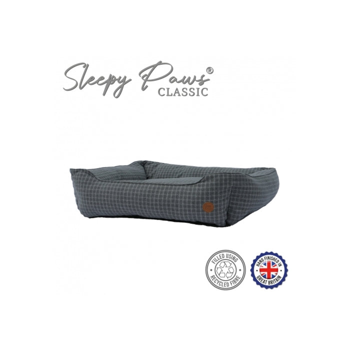 Ancol Sleepy Paws Classic Check Square Dog Bed – Blue / 84 x 105cm