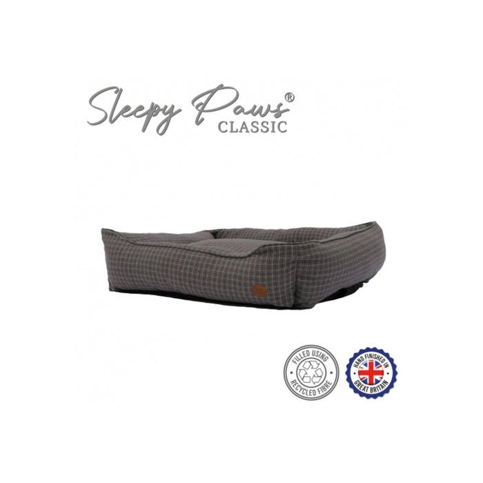Ancol Sleepy Paws Classic Check Square Dog Bed – Grey / 78 x 90cm