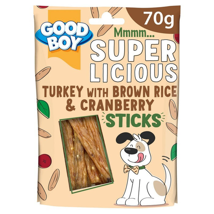 Good Boy Superlicious Turkey, Brown Rice & Cranberry Sticks – 14 x 70g