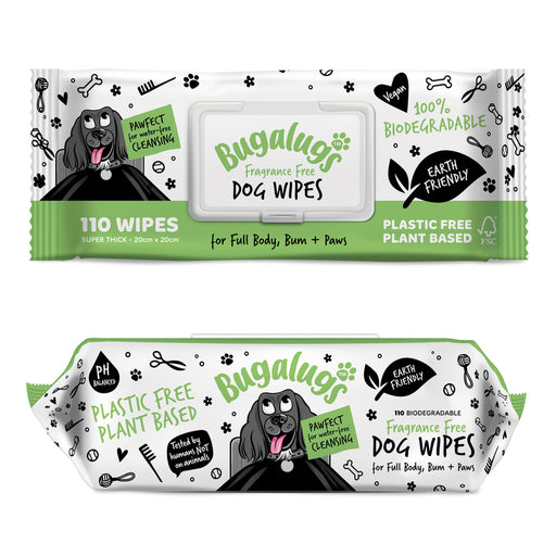 Bugalugs Fragrance Free Biodegradable Pet Wipes 110 Wipes