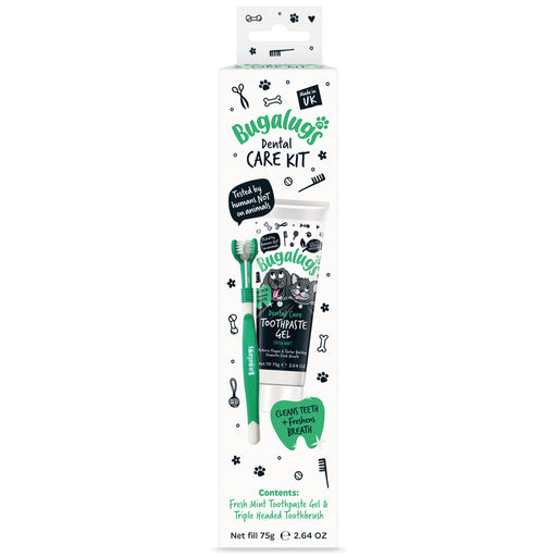 Bugalugs Dental Care Kit (Toothpaste Gel 75g + Toothbrush) for Dogs & Cats