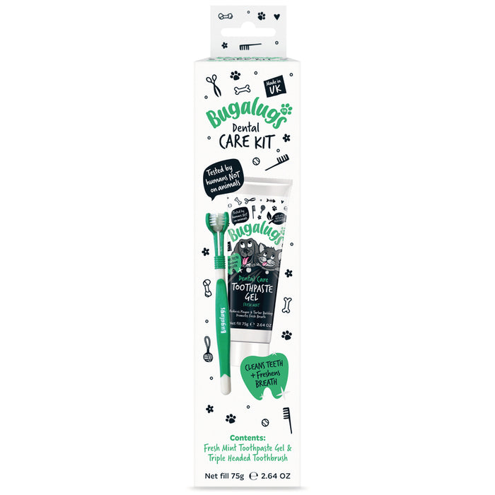 Bugalugs Dental Care Kit (Toothpaste Gel 75g + Toothbrush) for Dogs & Cats