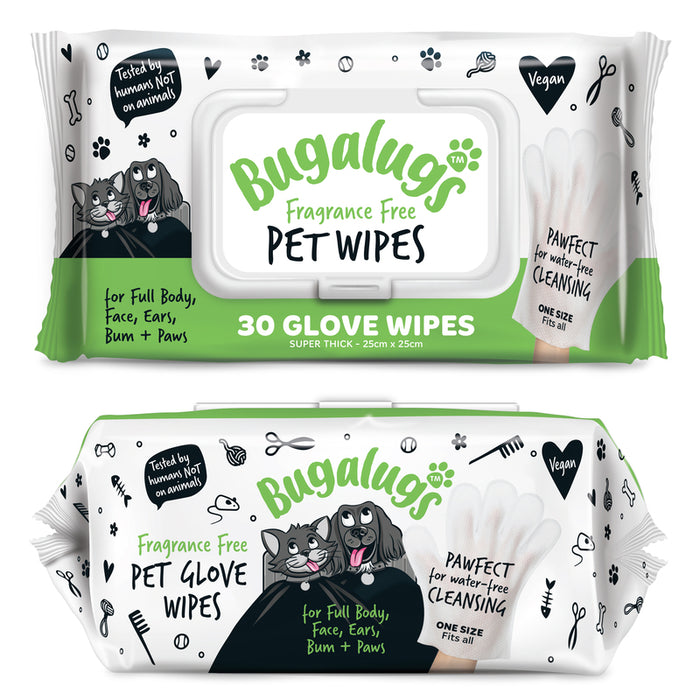 Bugalugs Fragrance Free Glove Pet 30 Wipes