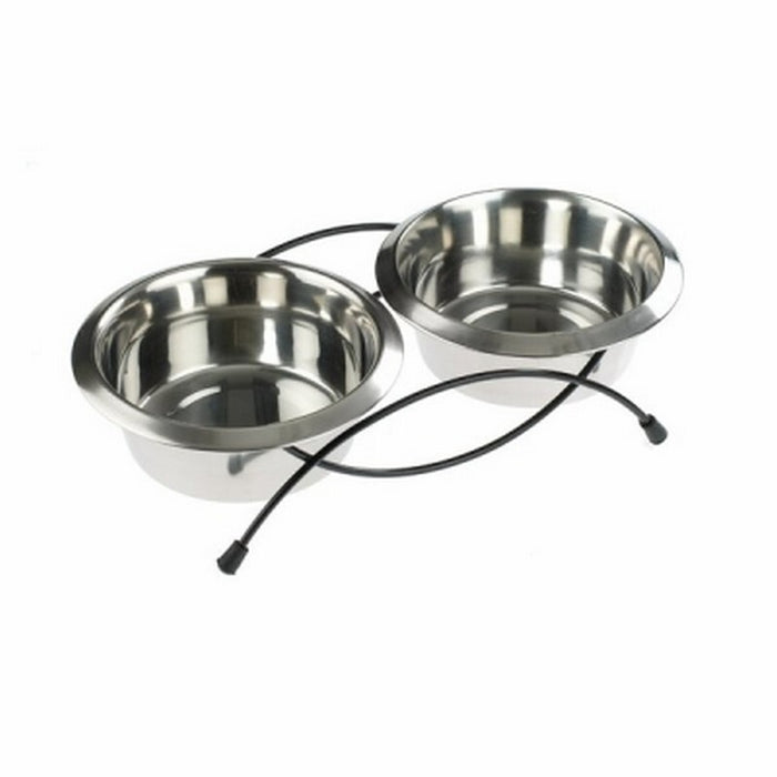 Classic Anti-Tip Twin Dog Feeder & Dishes – 2 x 950ml
