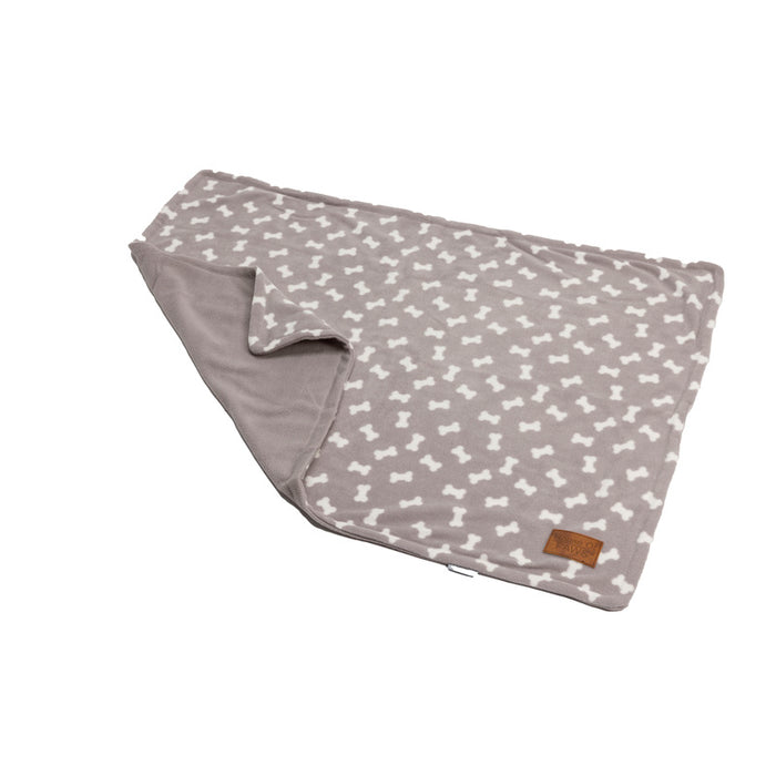 House of Paws Puppy Grey Fleece Bone Blanket 1m x 75cm
