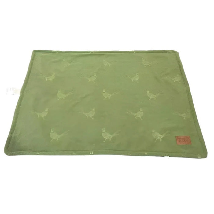 House of Paws Green Embossed Pheasant Fleece Blanket 1m x 75cm