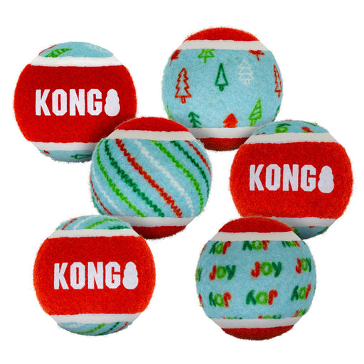 KONG Christmas SqueakAir Tennis Balls – Medium – Pack of 6