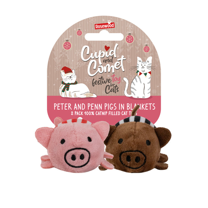 Rosewood Christmas Pigs in Blankets Cat Toys – Twin Pack