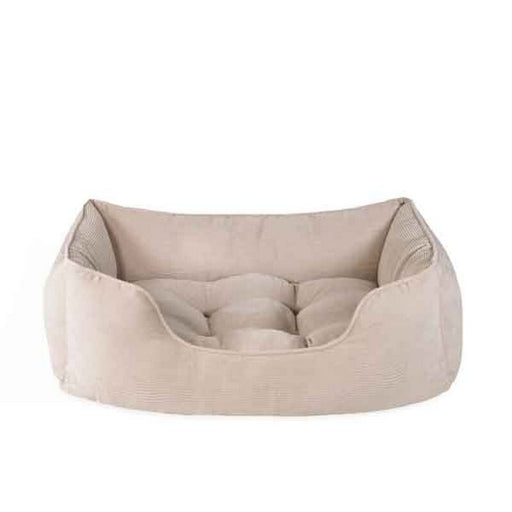 Rosewood 40 Winks Cord Square Beige Dog Bed – Small – 46 × 36 × 15cm