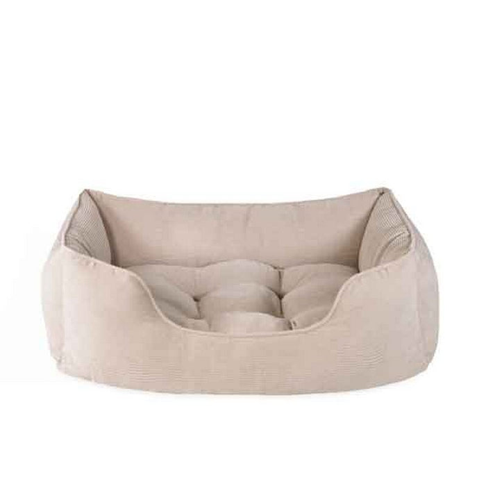 Rosewood 40 Winks Cord Square Beige Dog Bed – Small – 46 × 36 × 15cm
