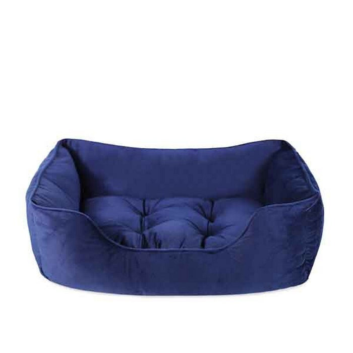 Rosewood 40 Winks Velvet Navy Box Dog Bed – Small – 46 × 36 × 15cm