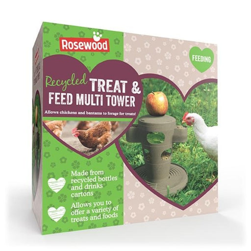 Rosewood Play-Time Recycled Treat & Feed Multi Tower Poultry Enrichment Feeder