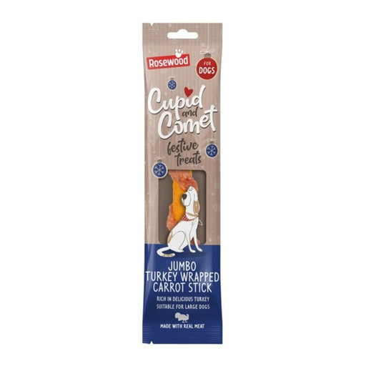 Rosewood Christmas Jumbo Turkey Wrapped Carrot Stick Dog Treats 70g