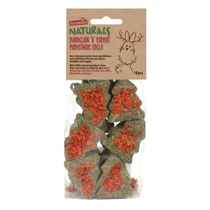 Rosewood Christmas Naturals Carrot n Dandelion Christmas Tree Gnaw 12 pieces