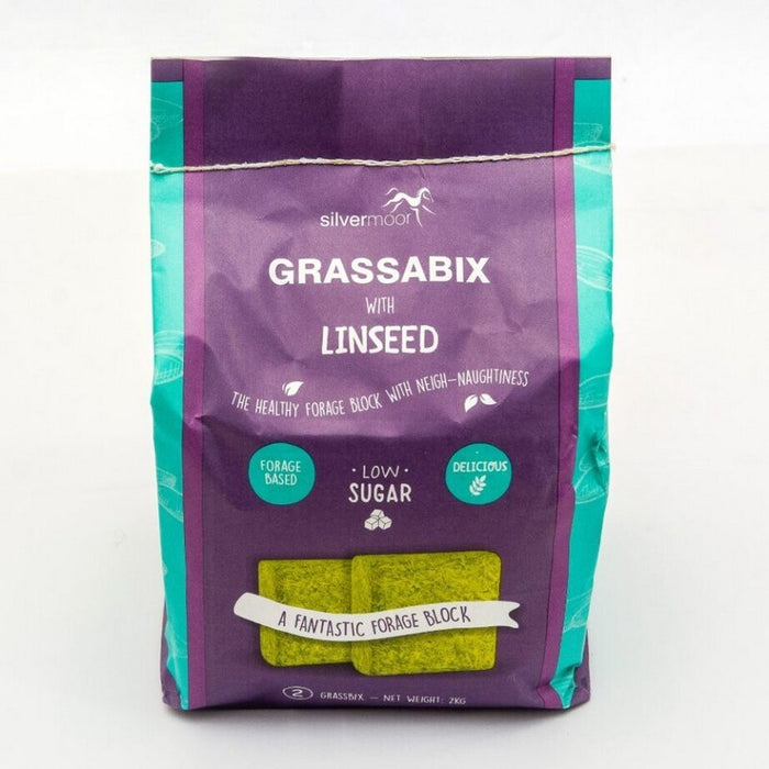 Silvermoor Grassabix – High-Fibre Forage Blocks – Linseed – 2 × 1kg