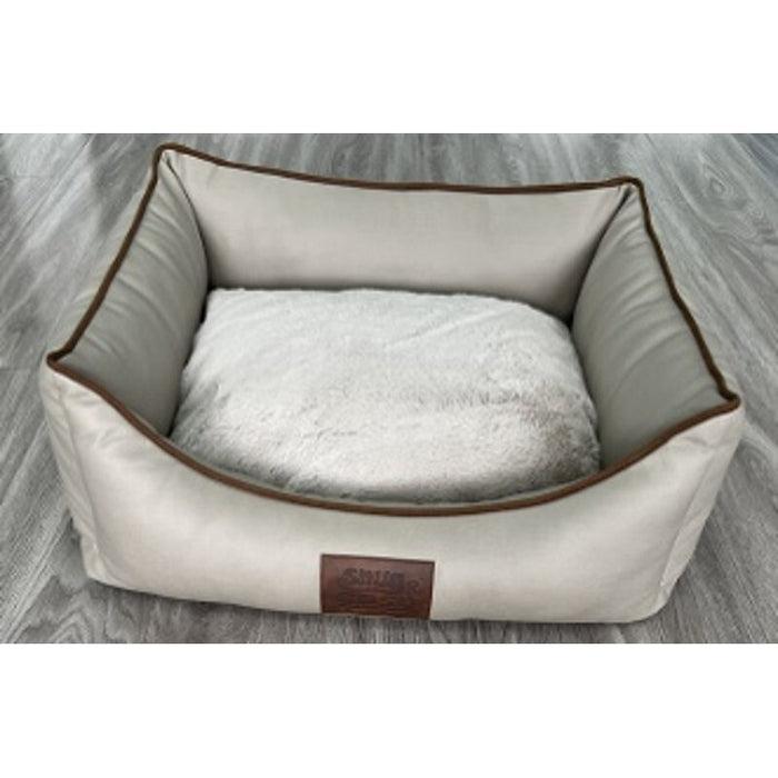 Snug & Cosy Tuscany Natural Faux-Leather Dog Bed – 64cm