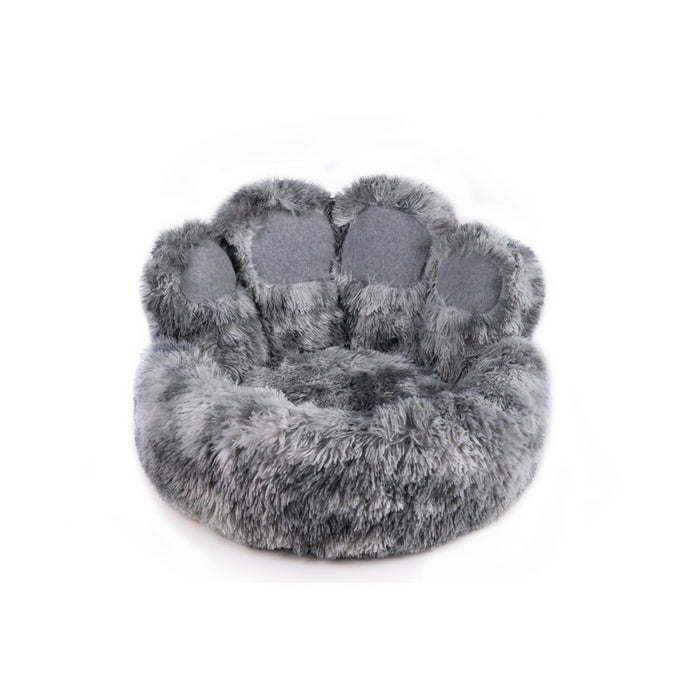 Snug & Cosy Anti-Anxiety Paw-Shaped Calming Dog Bed – Grey – Large – 90 × 24cm