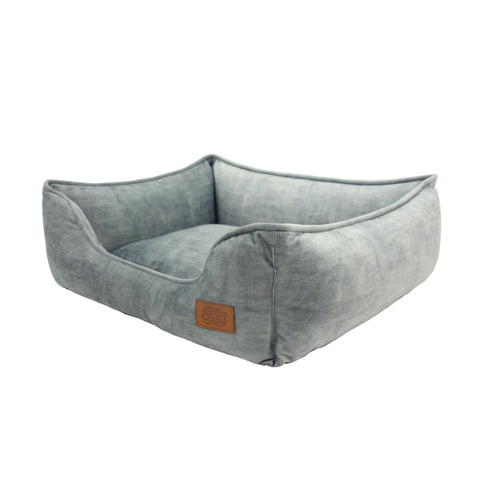Snug & Cosy Eco Grey Rectangle Dog Bed – 21in