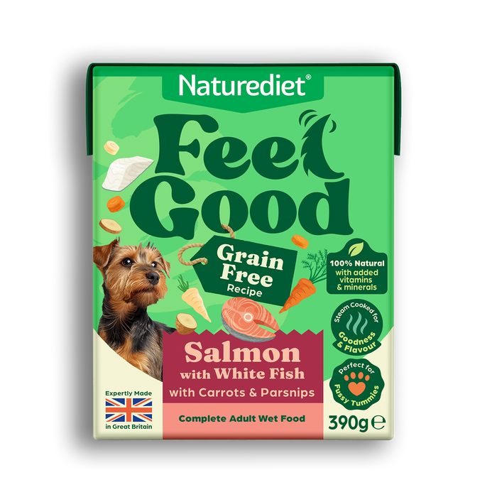 Naturediet Feel Good Grain-Free Salmon & White Fish Wet Dog Food – 12 x 390g