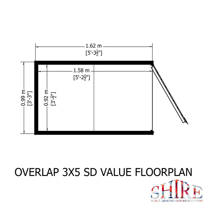Overlap 3'x5' Single Door Value Garden Shed