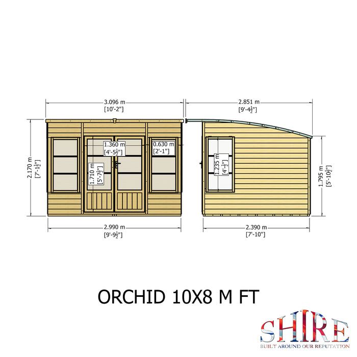 Orchid Summe Summerhouse Shiplap Right Hand Door - 10'x8'