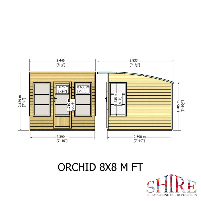 Orchid Summerhouse Shiplap Right Hand Door - 8'x8'