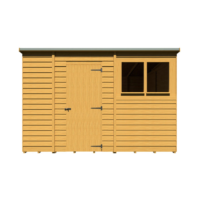Overlap Single Door Pent 10'x6' Garden Shed - Chestnut Mill
