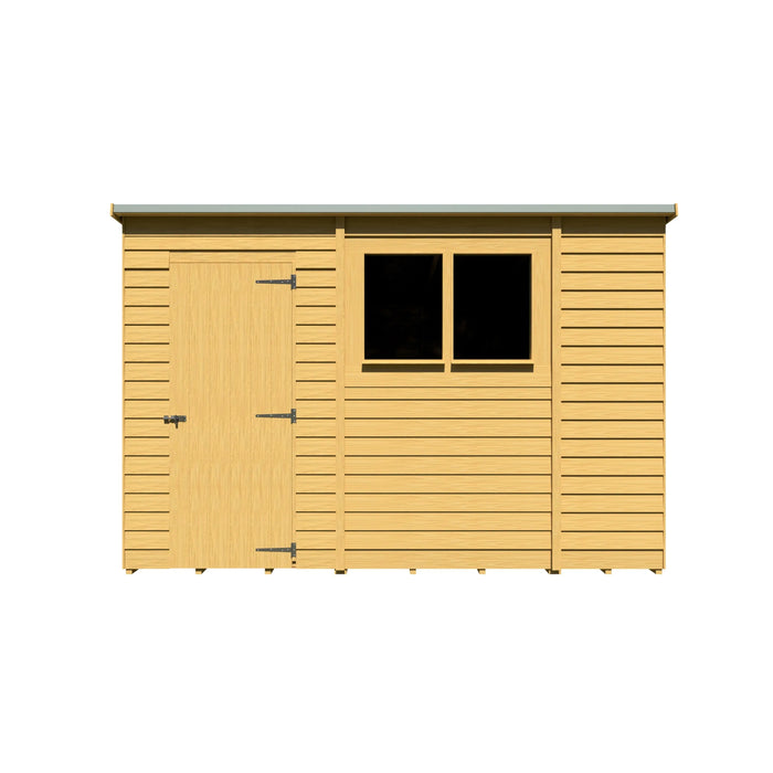 Overlap Single Door Pent 10'x6' Garden Shed - Chestnut Mill