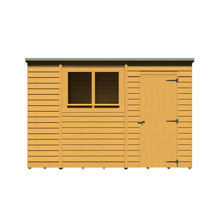 Overlap Single Door Pent 10'x6' Garden Shed - Chestnut Mill