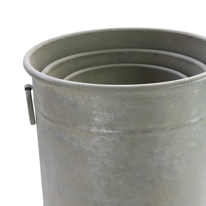 PLANTER CURVED BASE - SET OF 3 - GREEN Galvanised Ascalon
