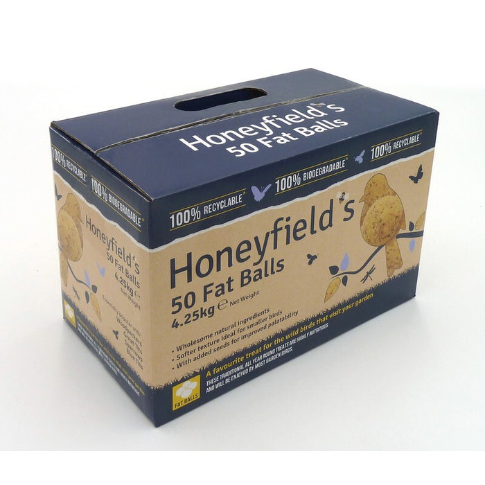 Honeyfield’s Net-Free Fat Balls All-Year Wild Bird Food Box of 50