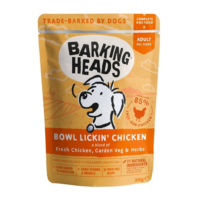 Barking Heads Bowl Lickin' Chicken Wet Dog Food Pouches – 10 x 300g
