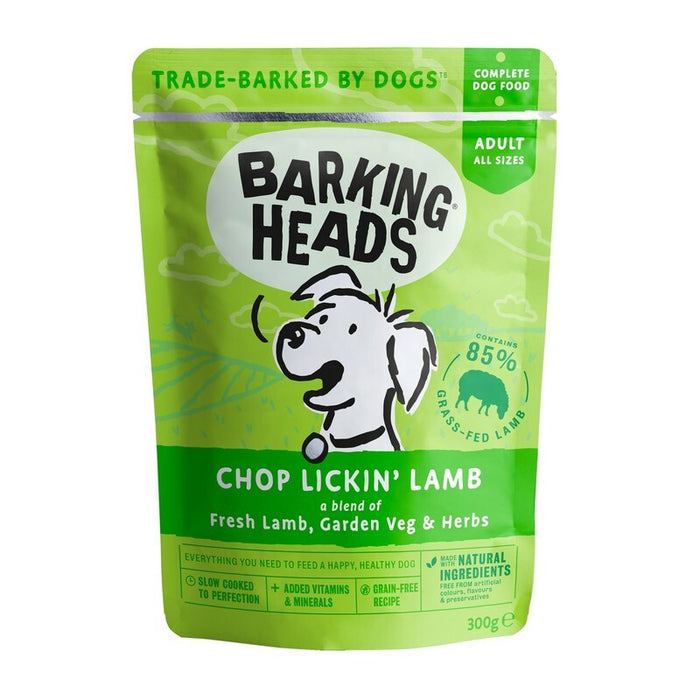 Barking Heads Chop Lickin' Lamb Grain-Free Wet Dog Food Pouches – 10 x 300g