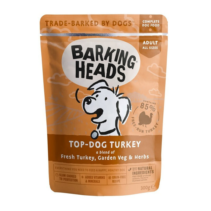 Barking Heads Top Dog Turkey Grain-Free Wet Dog Food Pouches – 10 x 300g