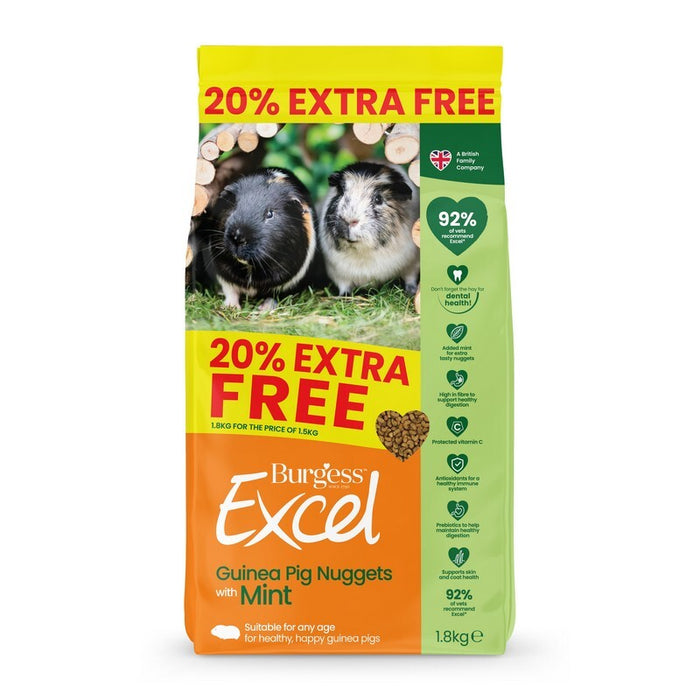 Burgess Excel Guinea Pig Nuggets with Mint – 4 x 1.8kg