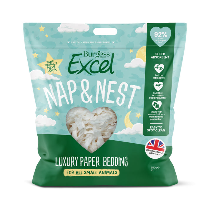 Burgess Excel Nap & Nest Paper Bedding – 4 x 650g