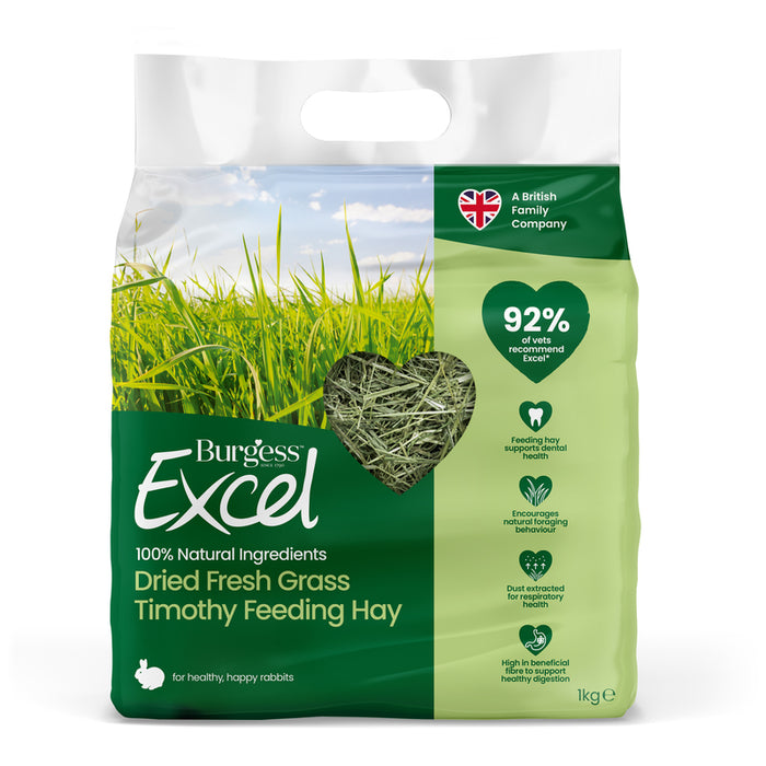 Burgess Excel Dried Fresh Grass Timothy Feeding Hay – 4 x 1kg