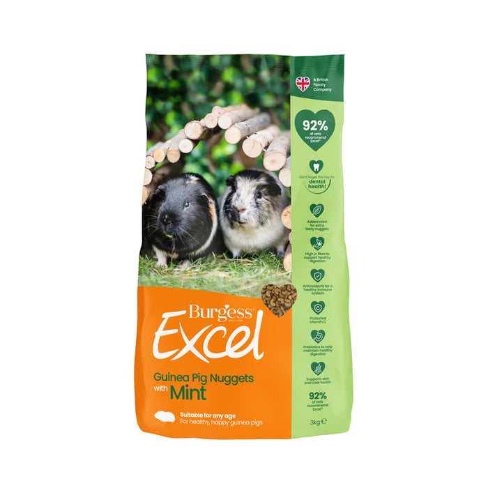 Burgess Excel Guinea Pig Nuggets with Mint – 4 x 3kg