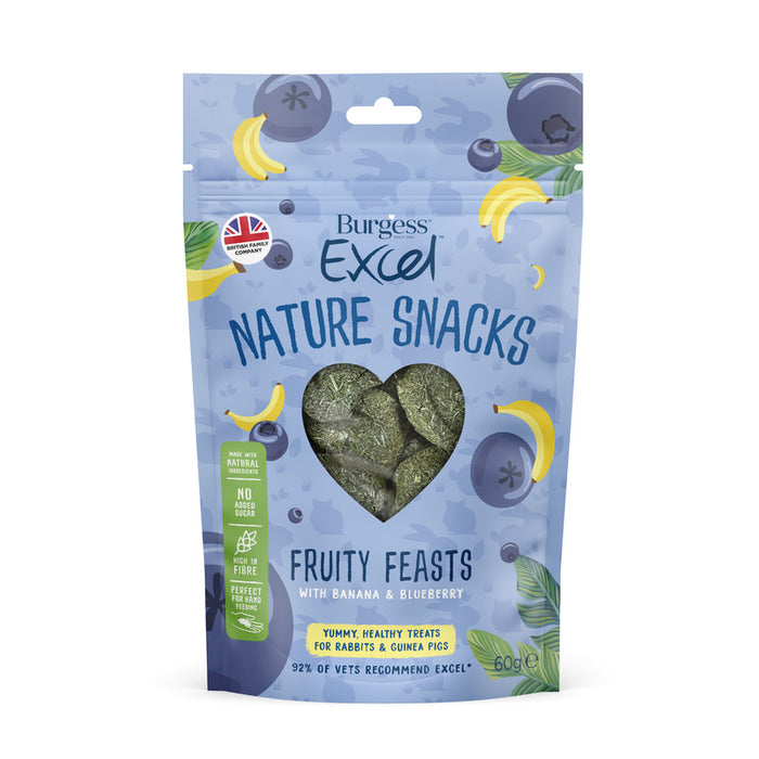 Burgess Excel Nature Snacks Fruity Feasts – 8 x 60g